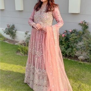 Never worn brand new haseens official Elegant Pink Embroidered Women's Dress